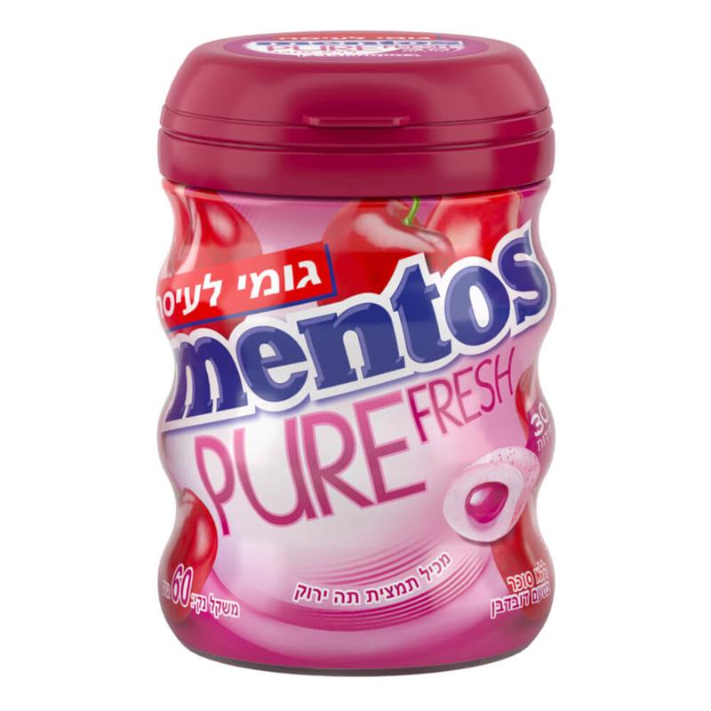 6 יח' - מנטוס פיור פרש בטעם - דובדבן (ללא סוכר) (בורדו)