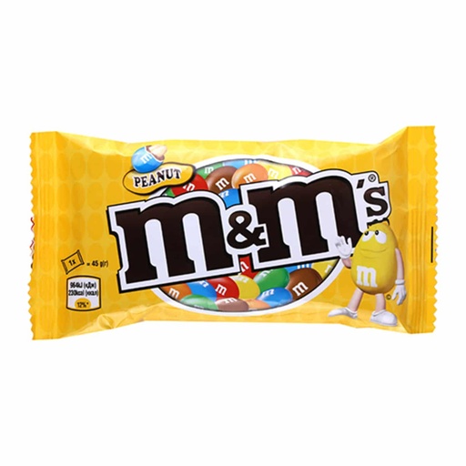 24 יח' -M&M - עדשים בטעם שוקולד עם בוטניים קלויים (צהוב)